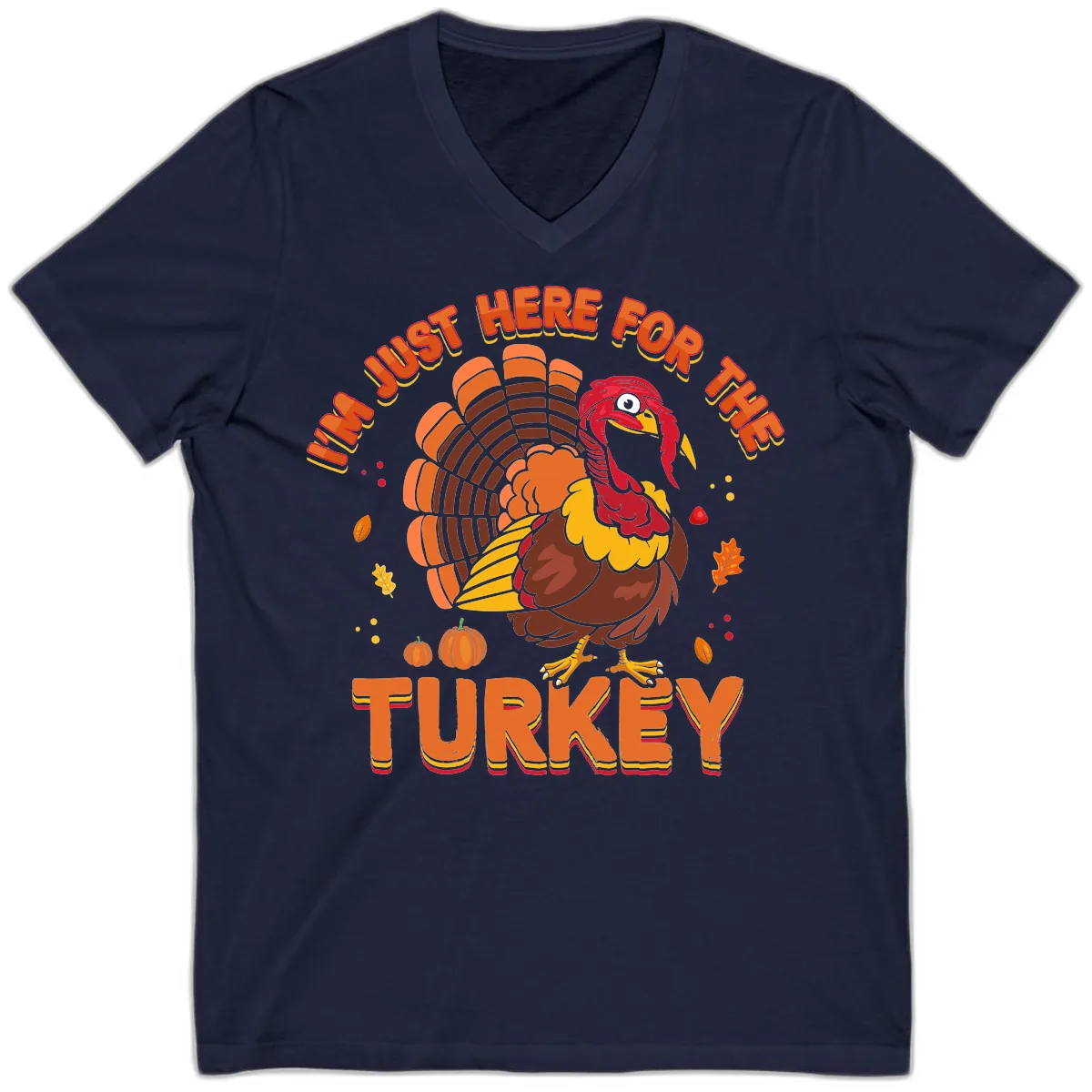 I'm Just Here For The Turkey V-Neck in Navy